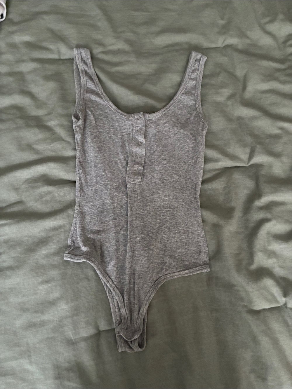 Olivaceous Heather Gray Sleeveless Henley Bodysuit
